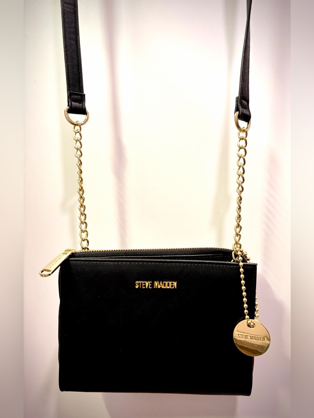 Steve Madden Black Crossbody Bag with Gold Accents